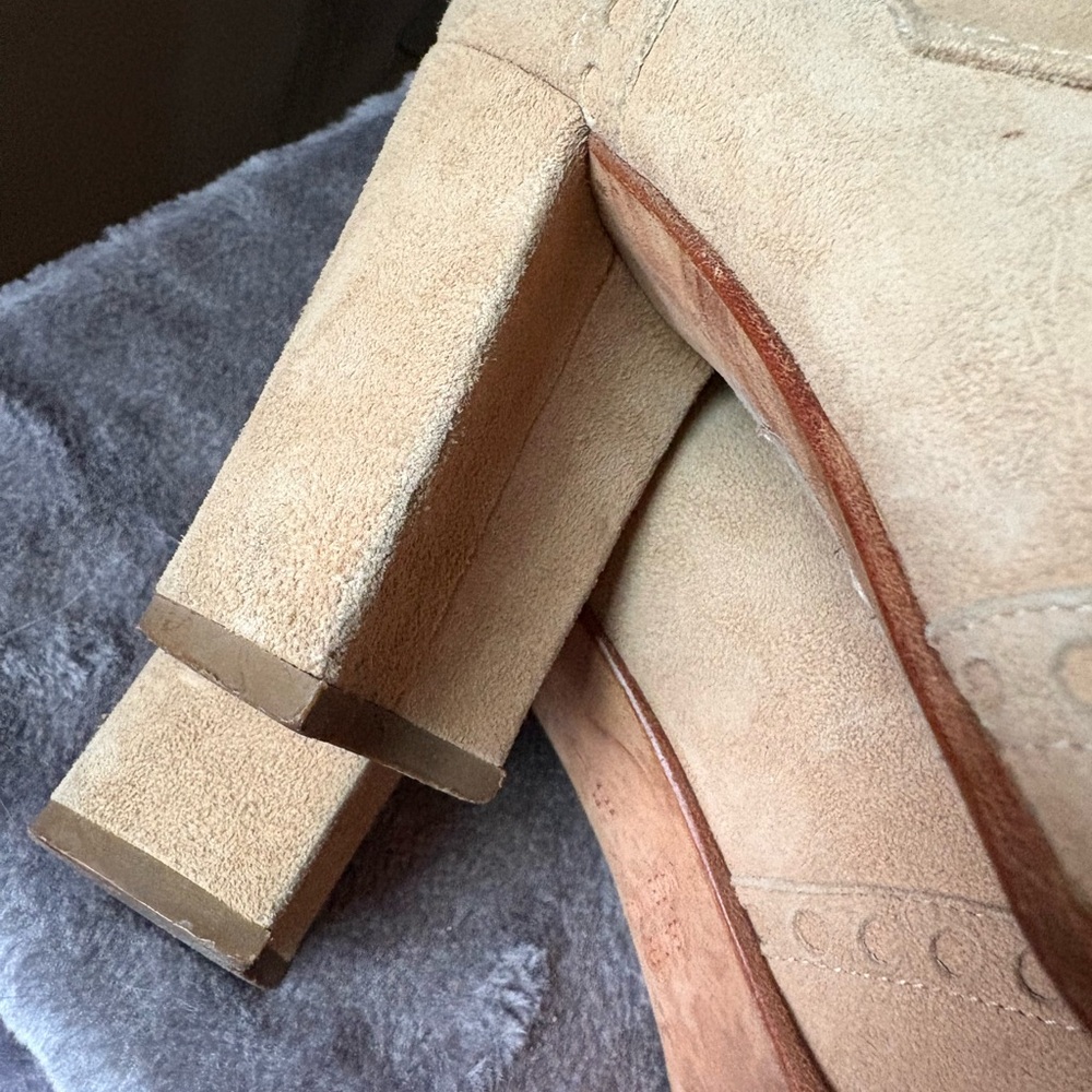 Vintage Anne Klein suede leather brogue loafer heels 5.5 - Picture 11 of 14